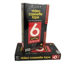 VHS Video Cassette Tape Sealed Blank T-120 6 Hours Recording Time Set Of 2 Tapes